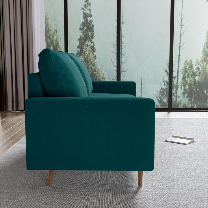 Markham 70" Velvet Square Arm Sofa Willa Arlo™ Interiors Fabric: Teal Blue Polyester