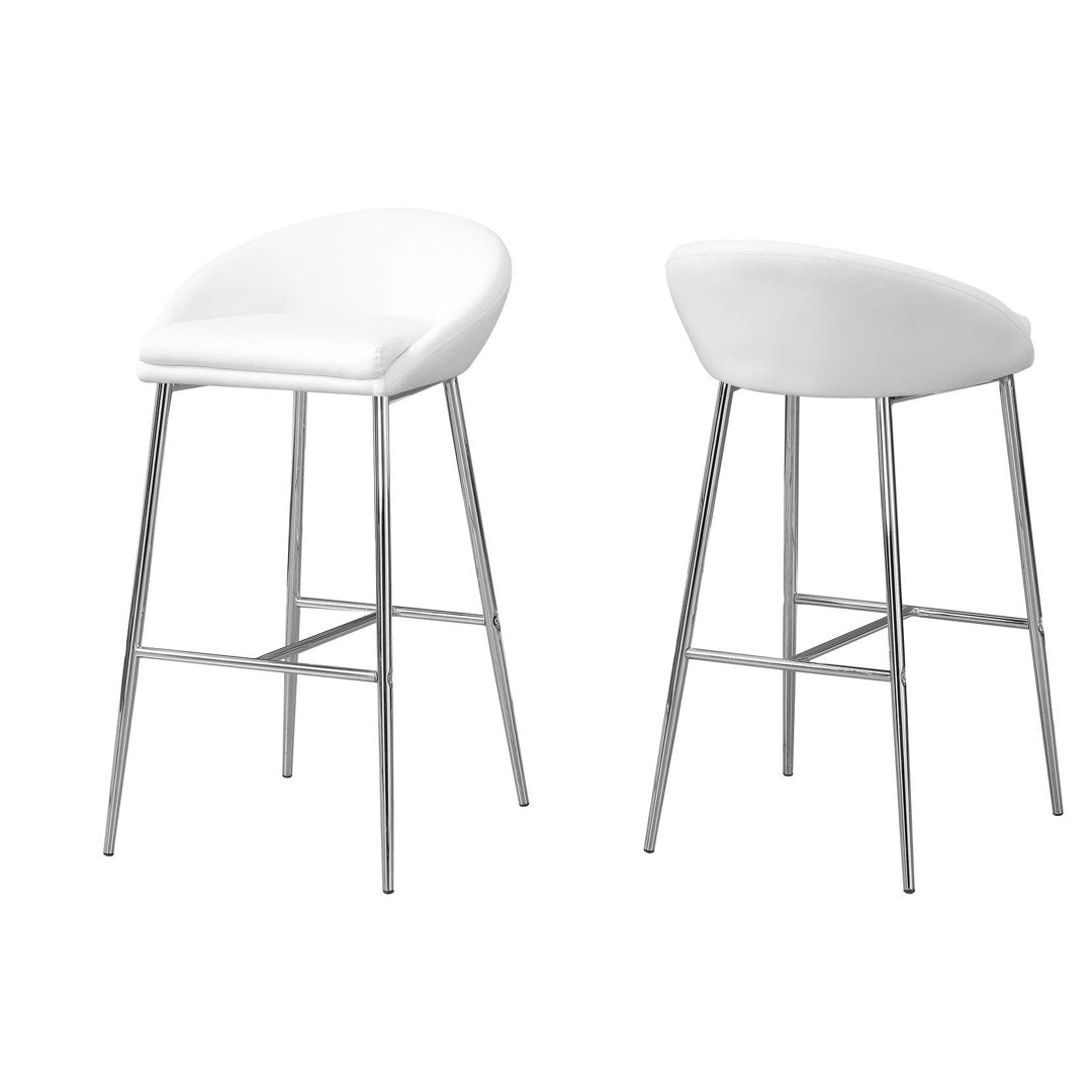 Glaser Bar Stool, Counter Height, Kitchen, Chrome, Contemporary (Set of 2) Wade Logan® Seat Height: Bar Stool (29.75" Seat Height ), Upholstery: White