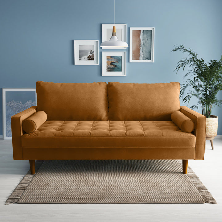 Sellner 70" Velvet Square Arm Tufted Seat Sofa George Oliver Fabric: Ginger Velvet