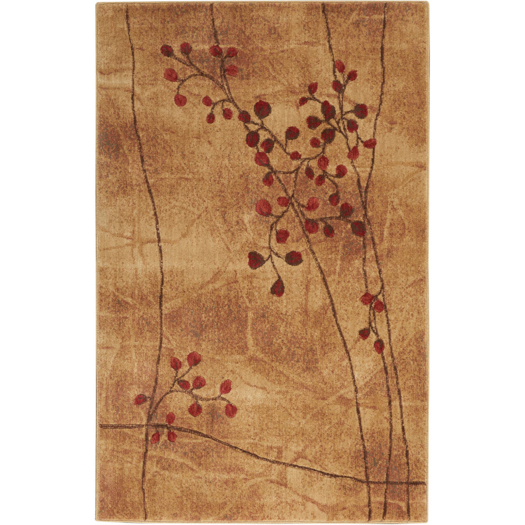 Arnim Floral Taupe/Beige/Red Area Rug Lark Manor™ Rug Size: Rectangle 3'6" x 5'6"