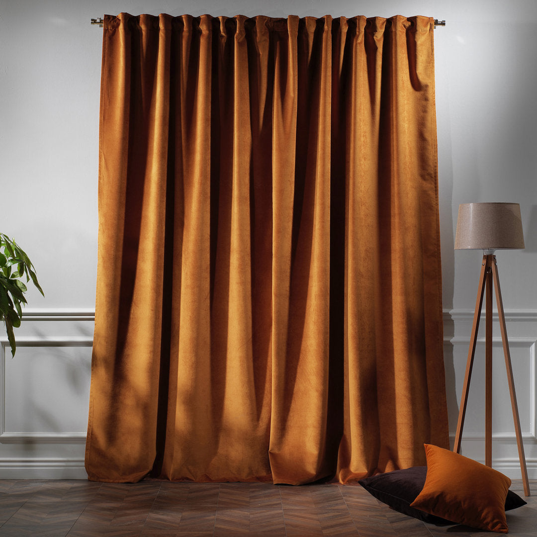 Matte Velvet Extra wide x Extra Long Custom Made Decorative Single Panel Lilijan Home & Curtain Curtain Color: 58 Bourbon Size per Panel: 100" W x 276" L