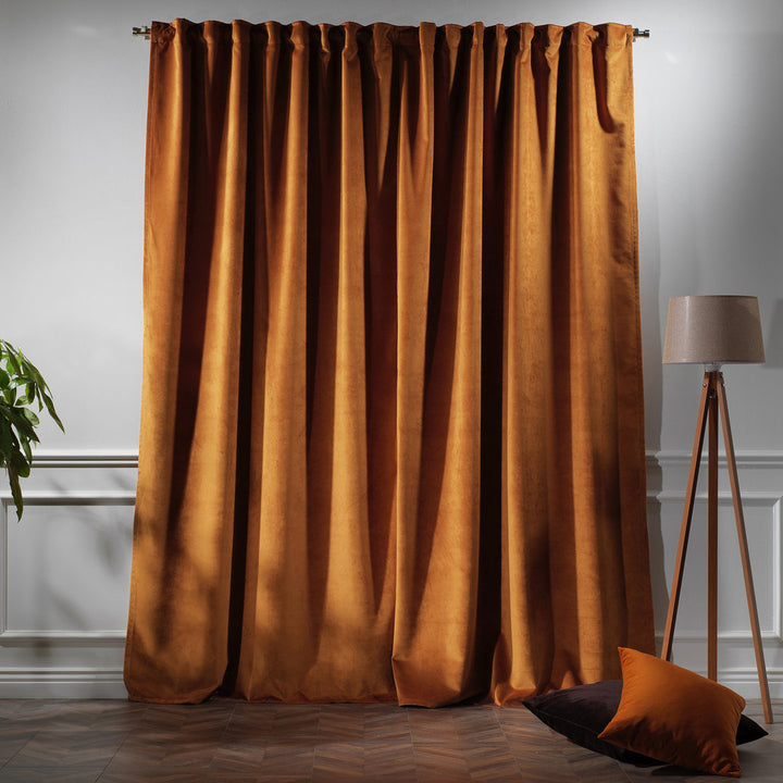 Matte Velvet Extra wide x Extra Long Custom Made Decorative Single Panel Lilijan Home & Curtain Curtain Color: 58 Bourbon Size per Panel: 100" W x 276" L