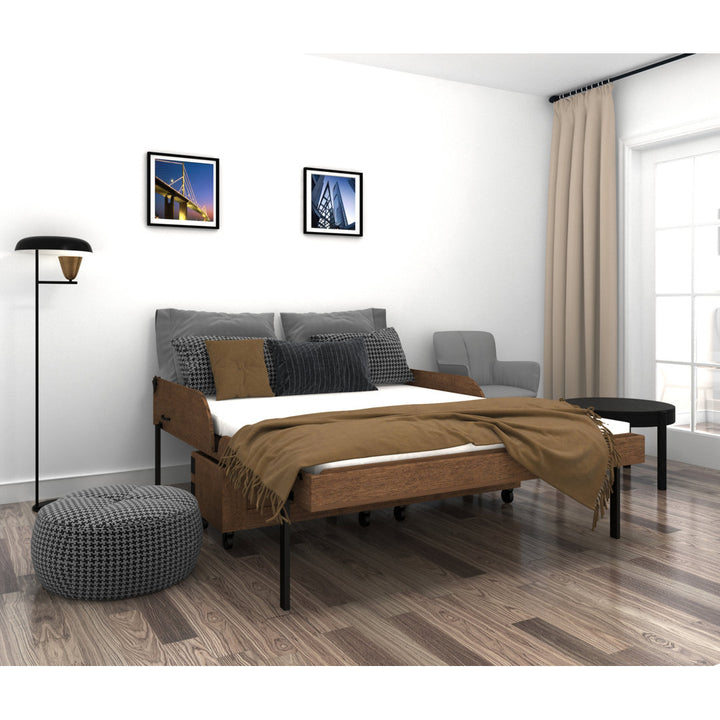 Imperial Queen Solid Wood Rolling Cabinet Bed with Mattress Red Barrel Studio® Color: Brown