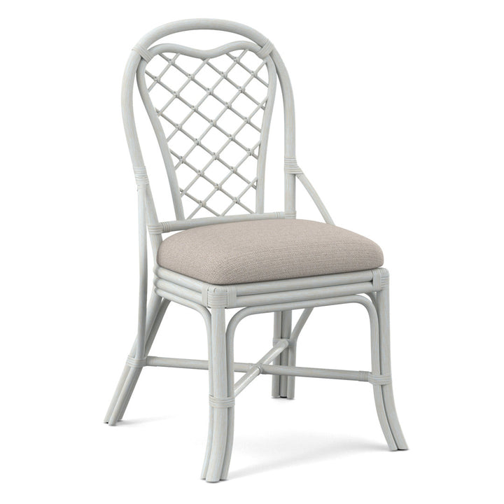 Trellis Back Side Dining Chair Braxton Culler Upholstery Color: Blue Buffalo Check; 0120-61, Frame Color: Bisque
