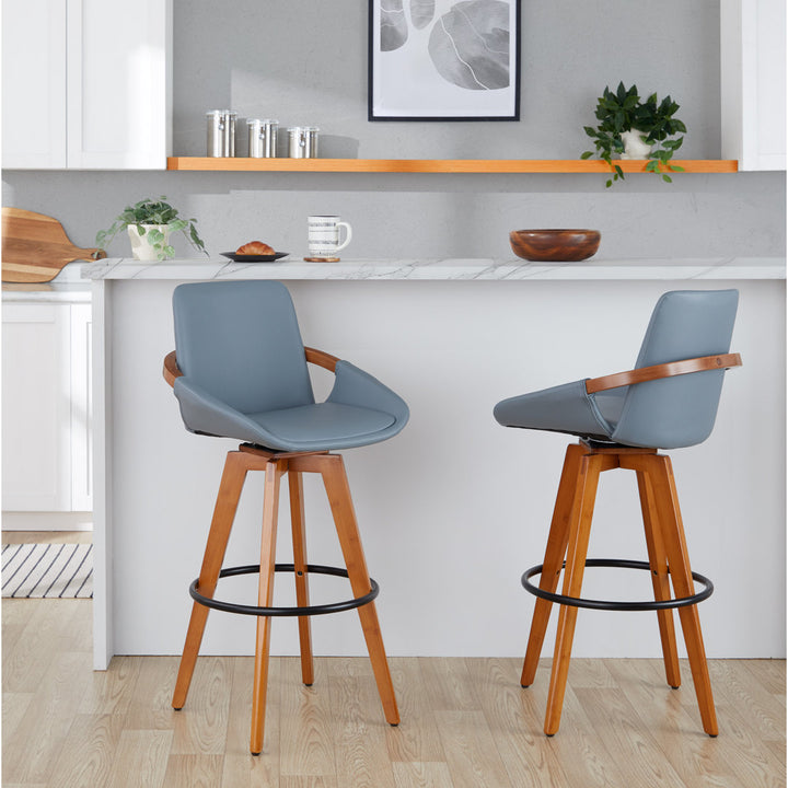 Whitacre Swivel Stool Wade Logan® Seat Height: Bar Stool (29" Seat Height), Upholstery: Gray Faux Leather