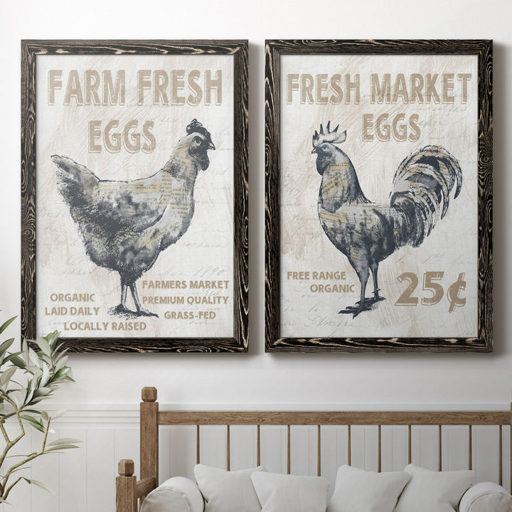 Farm Fresh Chicken - 2 Piece Print Set (Set of 2) August Grove® Mat Color: No Mat Size: 26.5" H x 73" W x 3" D Format: Silver Framed Canvas