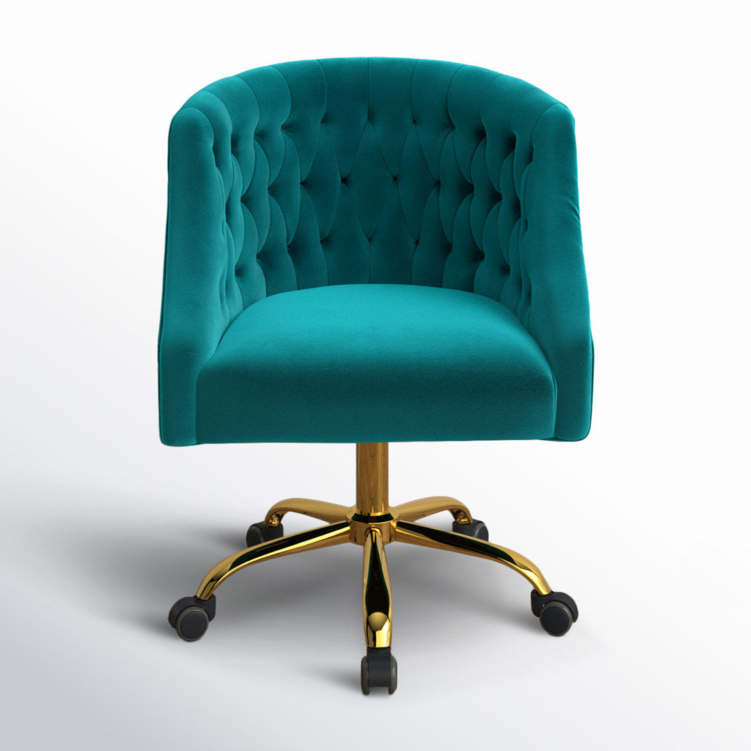 Louise 35.5'' H Velvet Hand-Curated Task Chair with Button Tufted Kelly Clarkson Home Upholstery Color: Turquoise Velvet