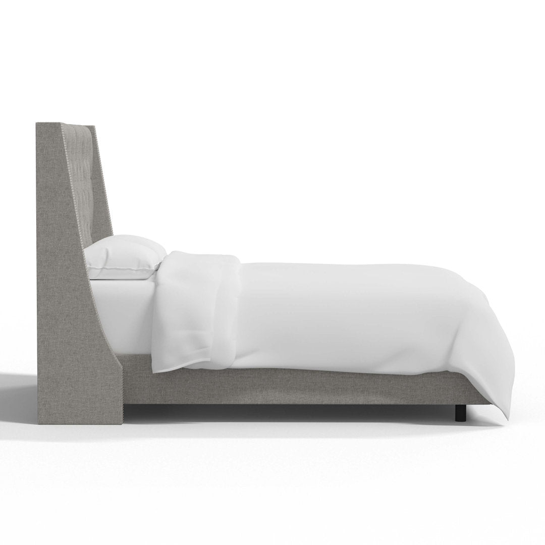 Annabel Upholstered Wingback Bed Kelly Clarkson Home Size: Twin Body Fabric: Textured Feather Linen