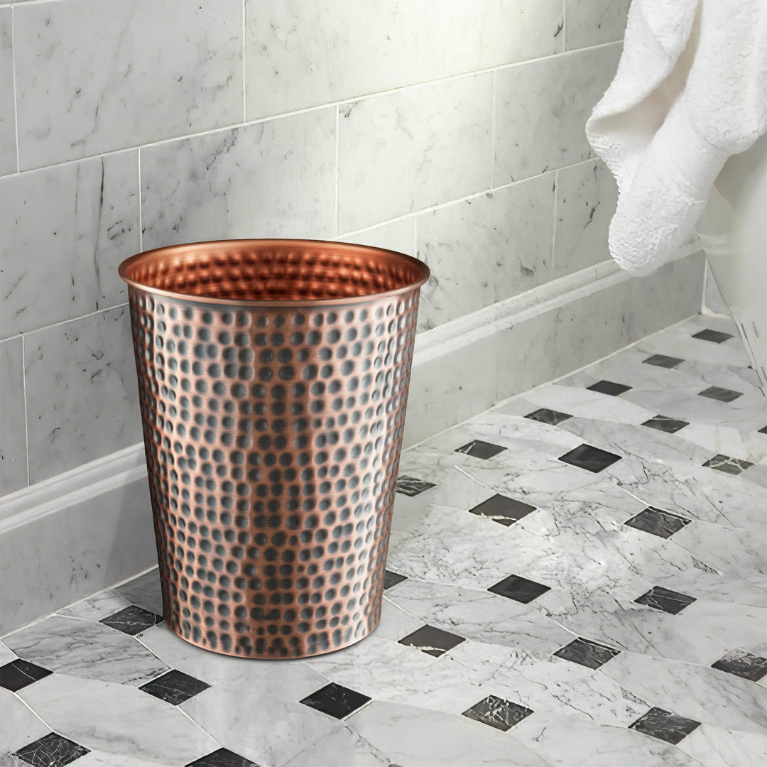 Hand Hammered Metal 1.7 Gallon Waste Basket Monarch Abode Color: Copper