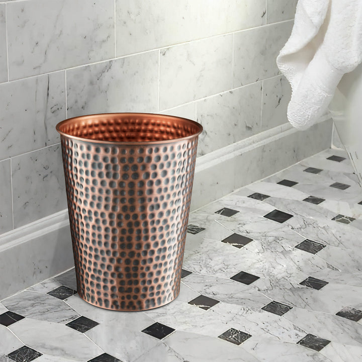 Hand Hammered Metal 1.7 Gallon Waste Basket Monarch Abode Color: Copper