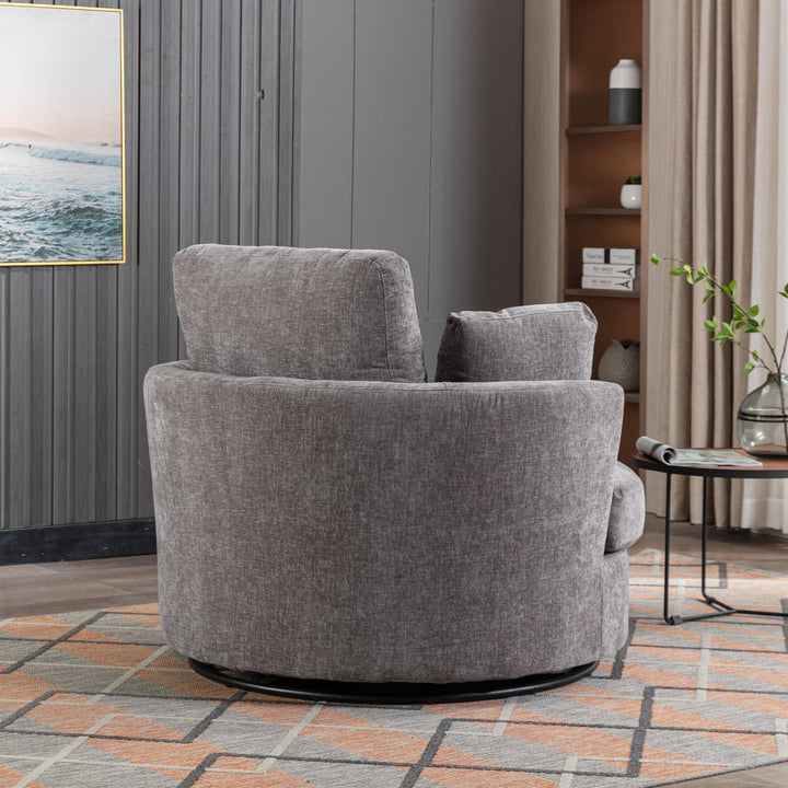 Achorn 42.26" W Polyester Recessed Arm Slipcovered Swivel Barrel Chair Hokku Designs Fabric: Gray Polyester