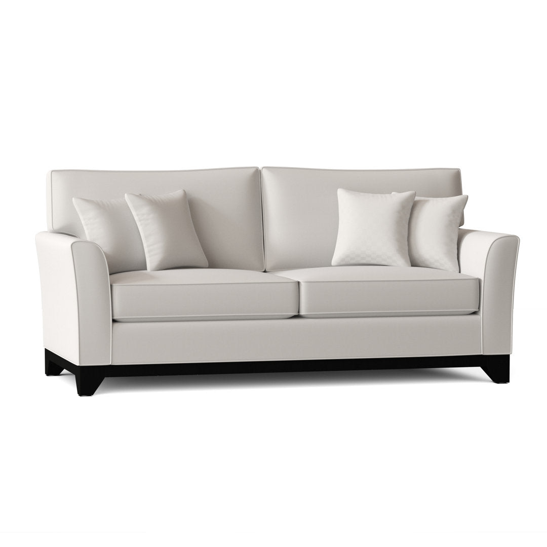 Lexi Flared Arm Sofa Poshbin Leg Color: Walnut Size: 84 Inches Body Fabric: Bella White Performance Velvet