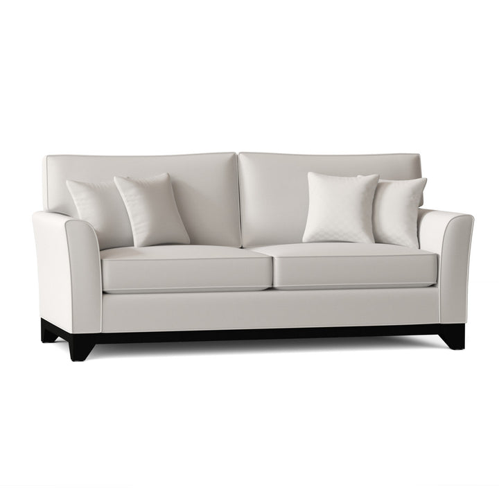Lexi Flared Arm Sofa Poshbin Leg Color: Walnut Size: 84 Inches Body Fabric: Bella White Performance Velvet