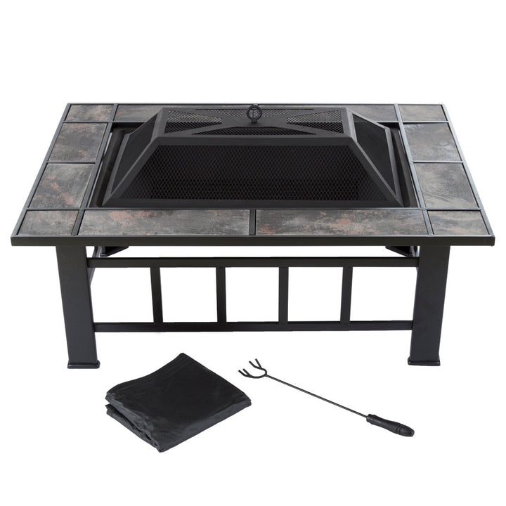 Fire Pit - 37-Inch Outdoor Firepit Table with Screen, Cover, and Poker - Outdoor Fire Pits for Backyard, Deck, Patio, or Porch by Pure Garden Alcott Hill®