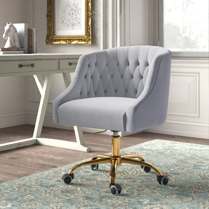 Louise 35.5'' H Velvet Hand-Curated Task Chair with Button Tufted Kelly Clarkson Home Upholstery Color: Grey Velvet