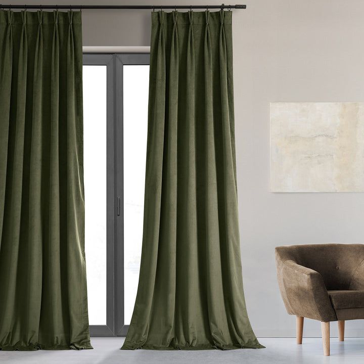 Balone French Pleated Signature Velvet Thermal Lined 100% Blackout Curtains for Bedroom & Living Room Curtains Single Panel Darby Home Co Curtain Color: Hunter Green Size per Panel: 25" W x 108" L