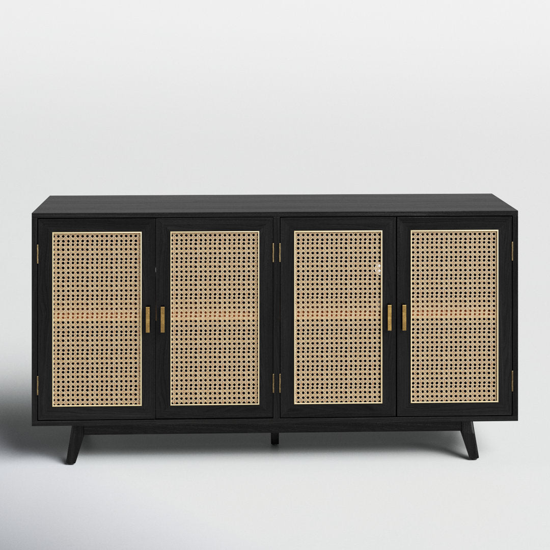 Emily 56.8''Rattan TV Stand With Storage Kelly Clarkson Home Color: Black