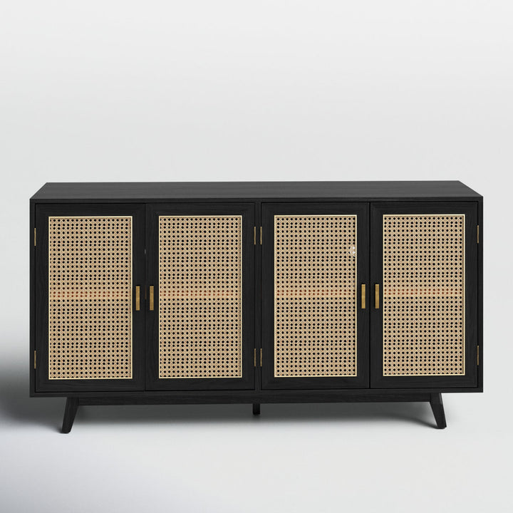 Emily 56.8''Rattan TV Stand With Storage Kelly Clarkson Home Color: Black