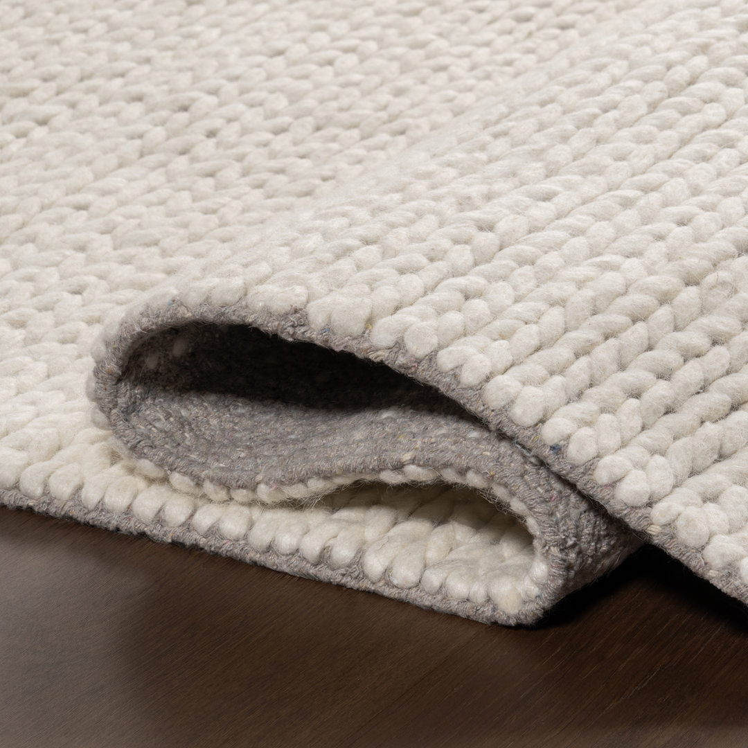 Dunanney Hand Braided Ivory Area Rug Dakota Fields Rug Size: Square 5'