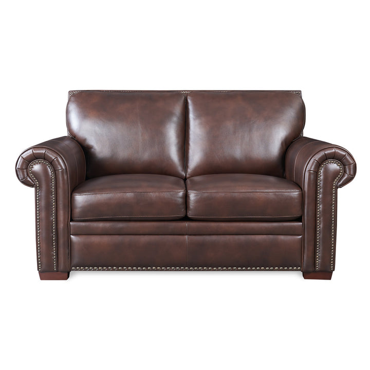 Iwan 67" Genuine Leather Rolled Arm Loveseat Canora Grey