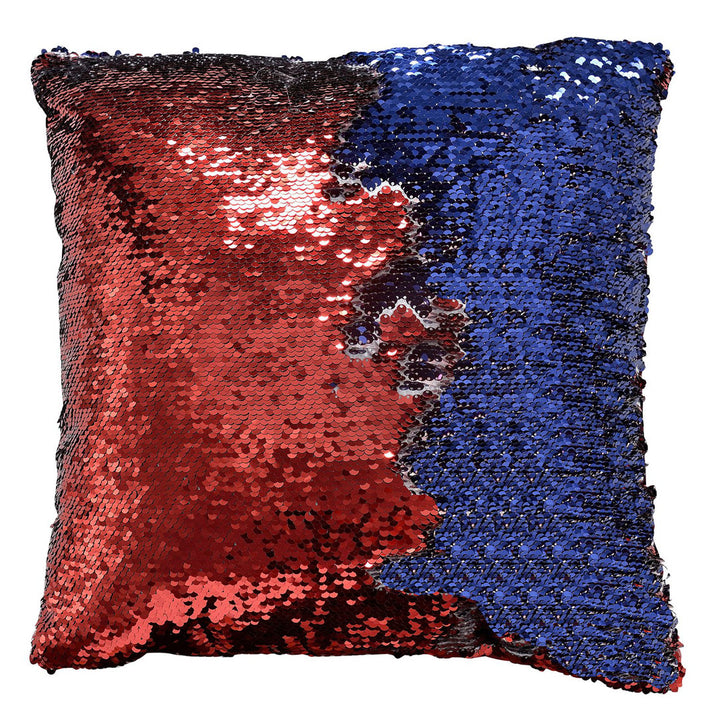Mermaid Sequin Pillow Cover Urbanest Color: Red/Blue Size: 14" x 14"