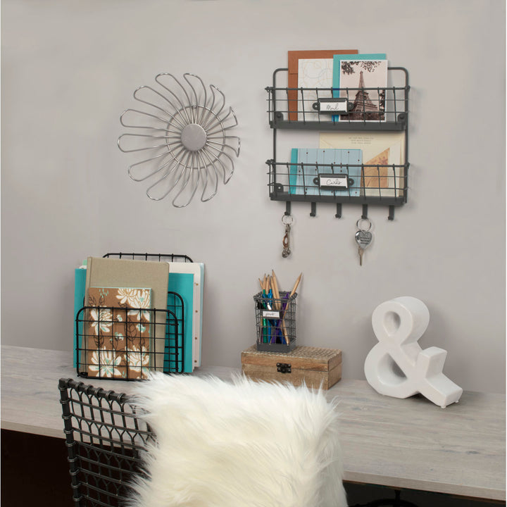 Dickinson 2-Tier Letter Holder Organizer with Wall Baskets Williston Forge Finish: Gray