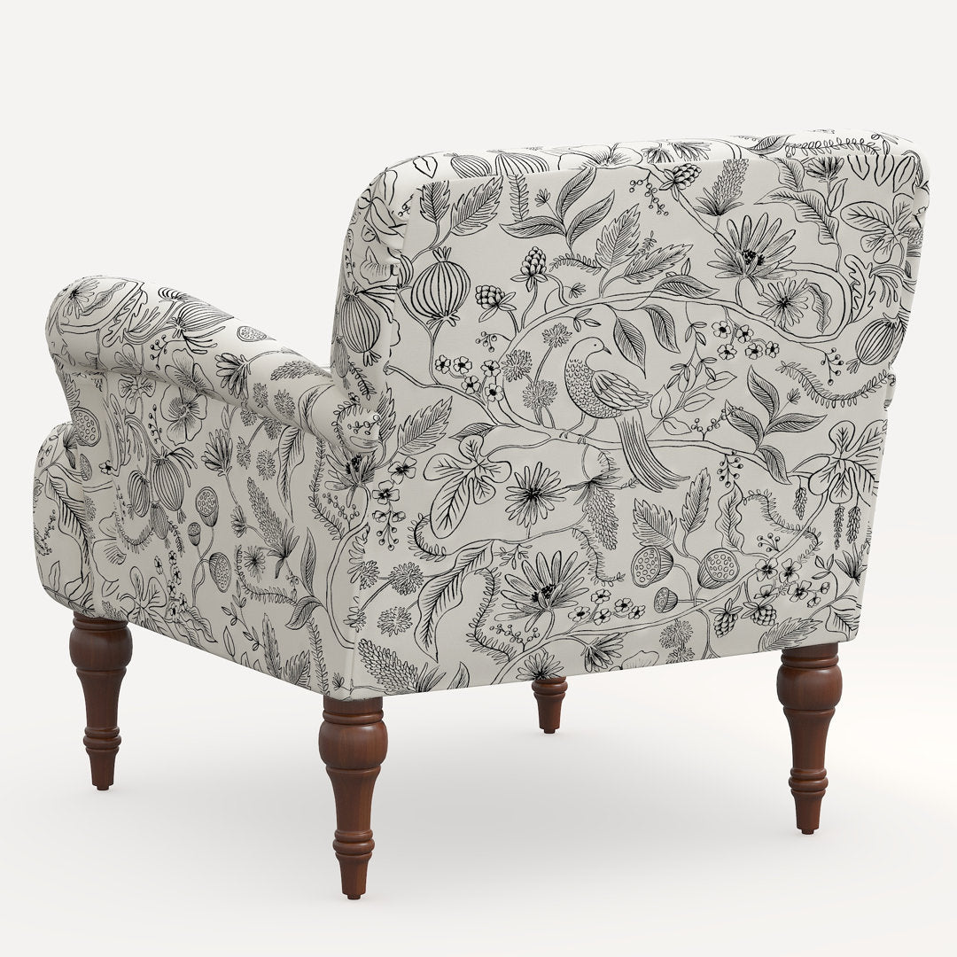 Rifle Paper Co. x Cloth & Company Bristol Armchair Rifle Paper Co. x Cloth & Company Body Fabric: Rpc Aviary Black & Cream Linen