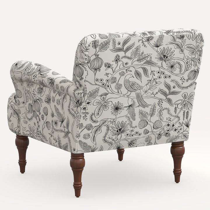 Rifle Paper Co. x Cloth & Company Bristol Armchair Rifle Paper Co. x Cloth & Company Body Fabric: Rpc Aviary Black & Cream Linen