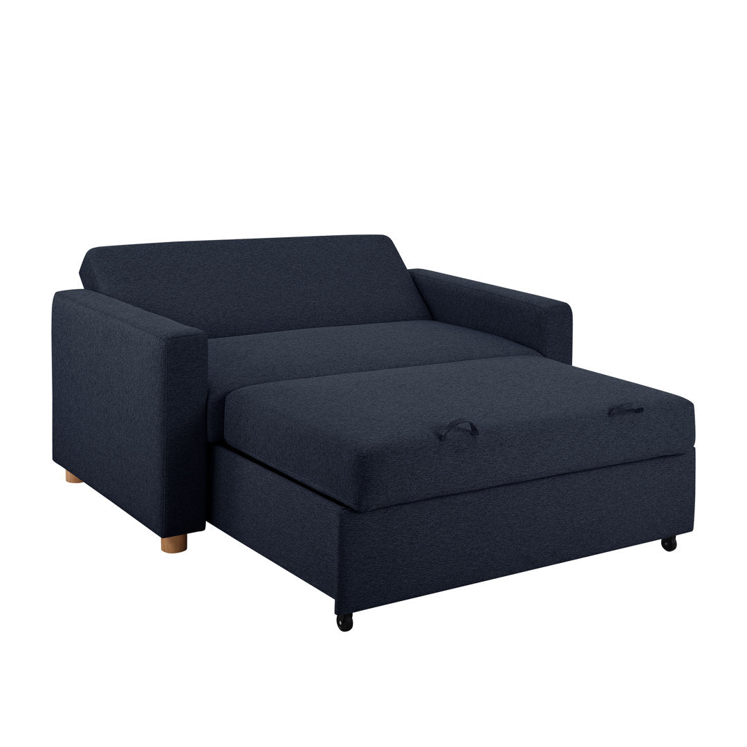 Serta Trinity Full Size Convertible Sleeper Sofa Serta Fabric: Navy Woven