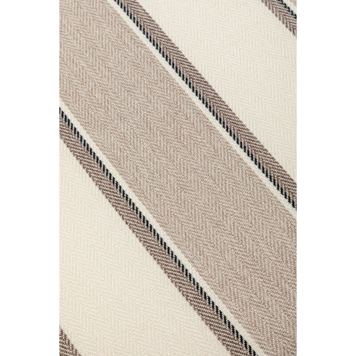 Ohman 16.5'' Wide Square Cube Ottoman Mercury Row® Leg Color: Black Body Fabric: Brown and White Striped Twill