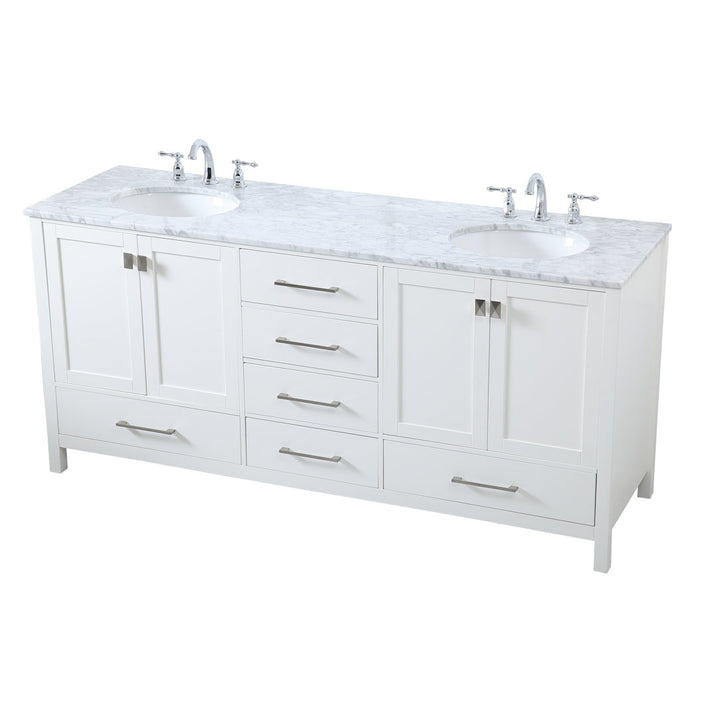 Bagdai 72" Wide Bathroom Vanity Set Wade Logan® Base Finish: White, Top Finish: Calacatta Quartz
