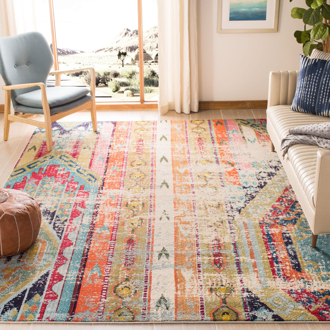 Galan Pink/Orange/Yellow Area Rug Mistana™ Rug Size: Rectangle 2'2" x 4'