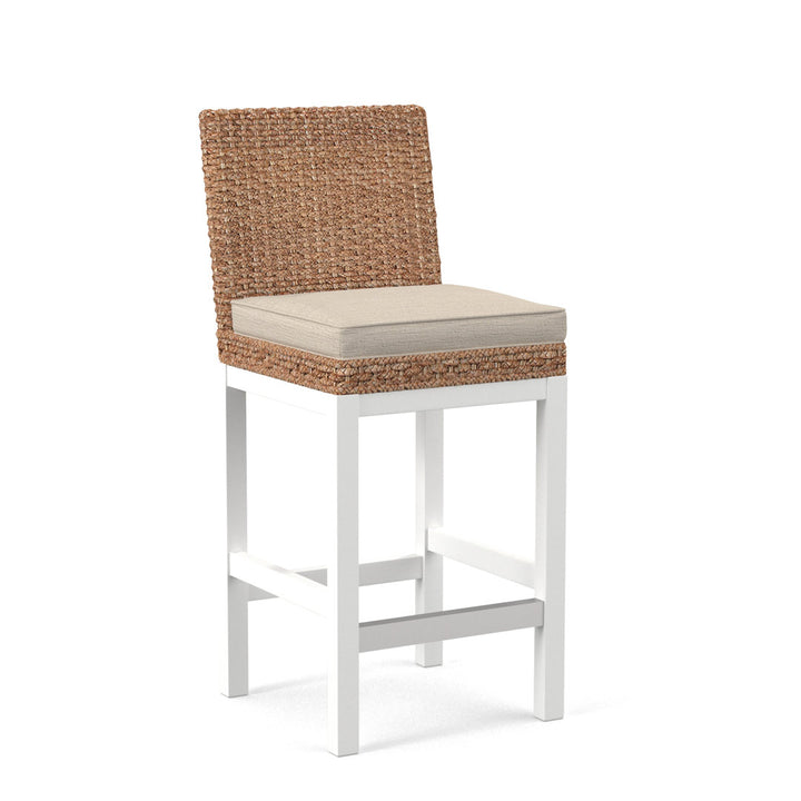 Seagrass Top Counter Stool Braxton Culler Leg Color: Frost White Finish Body Fabric: Blue Buffalo Check; 0120-61