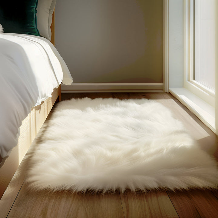 Kayzlynn Shag Faux Sheepskin White Rug Everly Quinn Rug Size: Rectangle 2' x 3'