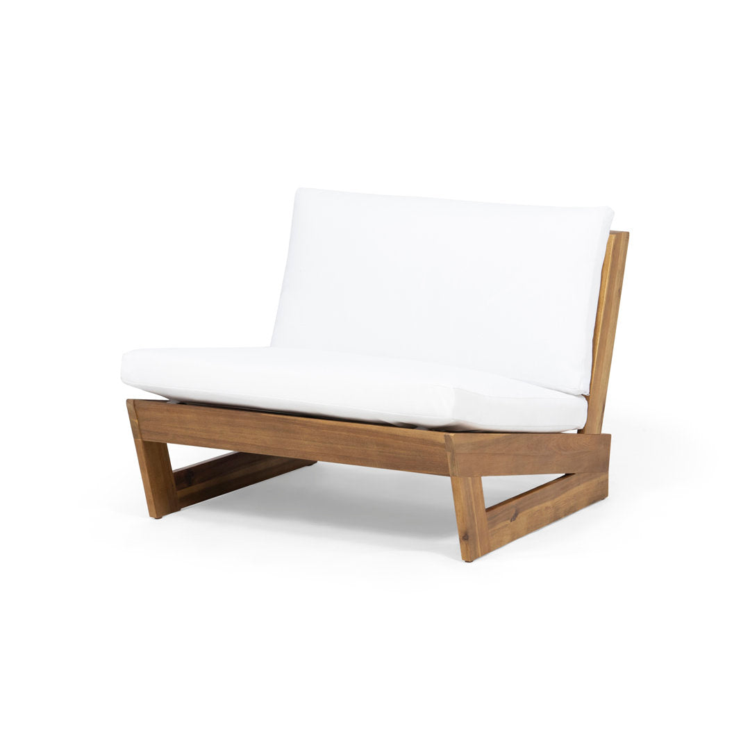 Louise 4 Piece Sofa Seating Group with Cushions AllModern Frame Color/Cushion Color: Teak Frame/White Cushion