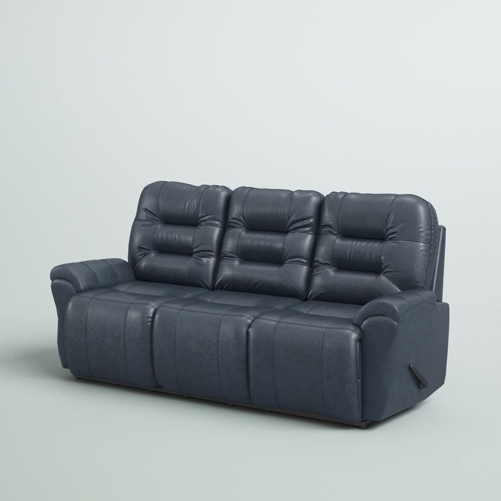 Braydin 85.5" Genuine Leather Pillow Top Arm Reclining Sofa Hokku Designs