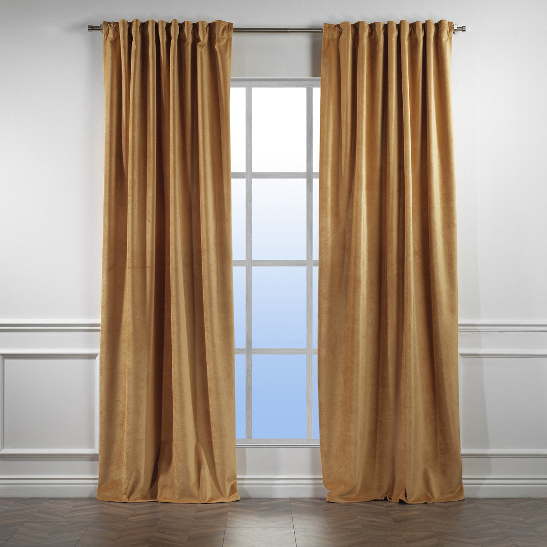 Matte Velvet Extra wide x Extra Long Custom Made Decorative Single Panel Lilijan Home & Curtain Curtain Color: 61 Dijon Size per Panel: 100" W x 132" L