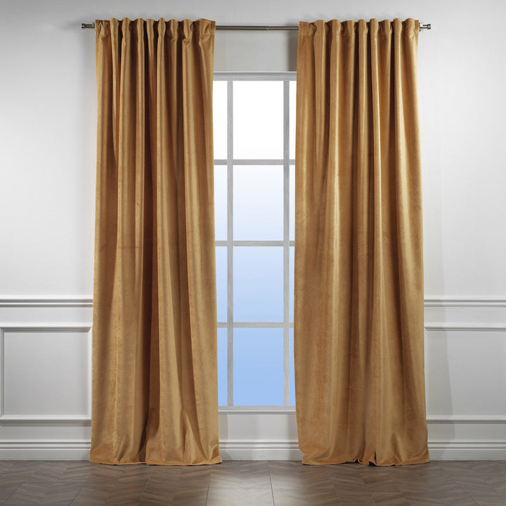 Matte Velvet Extra wide x Extra Long Custom Made Decorative Single Panel Lilijan Home & Curtain Curtain Color: 61 Dijon Size per Panel: 100" W x 132" L