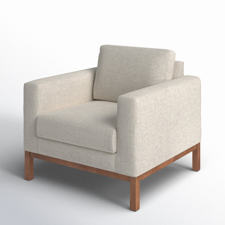 Clayton Upholstered Armchair Joss & Main Fabric: Venga Light Grey Performance Cross Weave