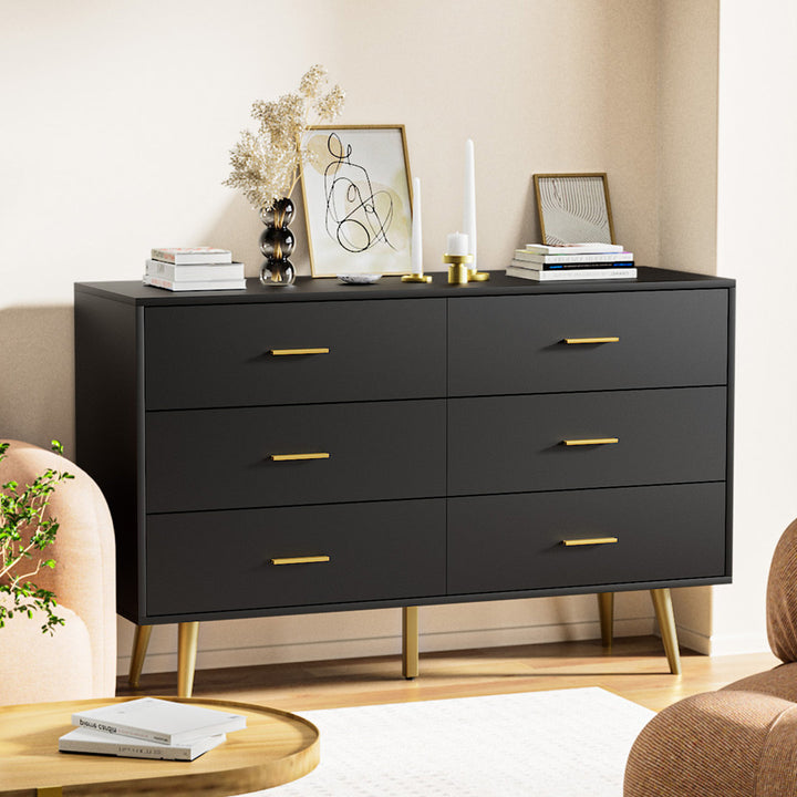 Kamily 6 Drawer 47.25" W Double  Dresser Mercer41 Color: Black