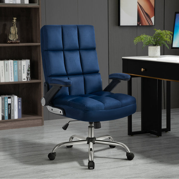 Ergonomic Office Chair Velvet and Teddy Fleece Fabric Inbox Zero Upholstery Color: Dark Blue
