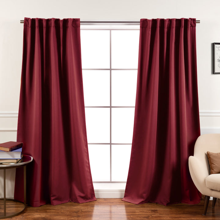Bantam Solid Blackout Thermal Rod Pocket Curtain Panels (Set of 2) Ebern Designs Curtain Color: Burgundy Size per Panel: 52" W x 84" L
