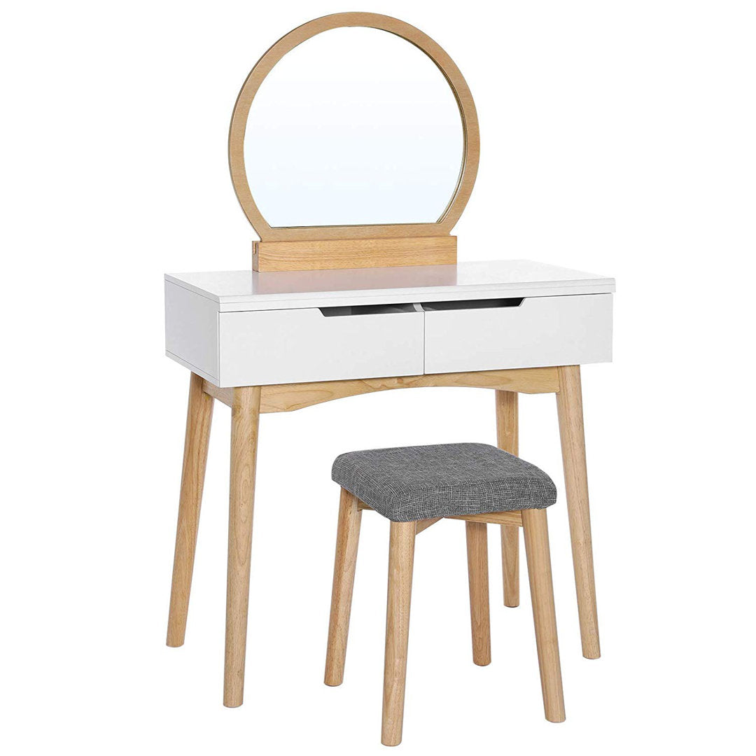 Arinze Vanity Set with Stool and Mirror Wrought Studio™ Color: Natural/White