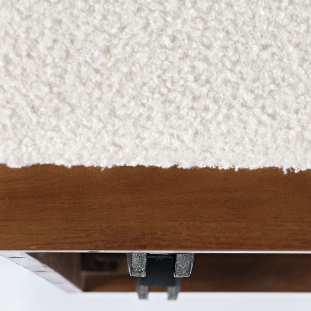 Babs 48" Luxury Ivory Boucle Upholstered Sliding Ottoman with Wheels and Table Top Latitude Run®