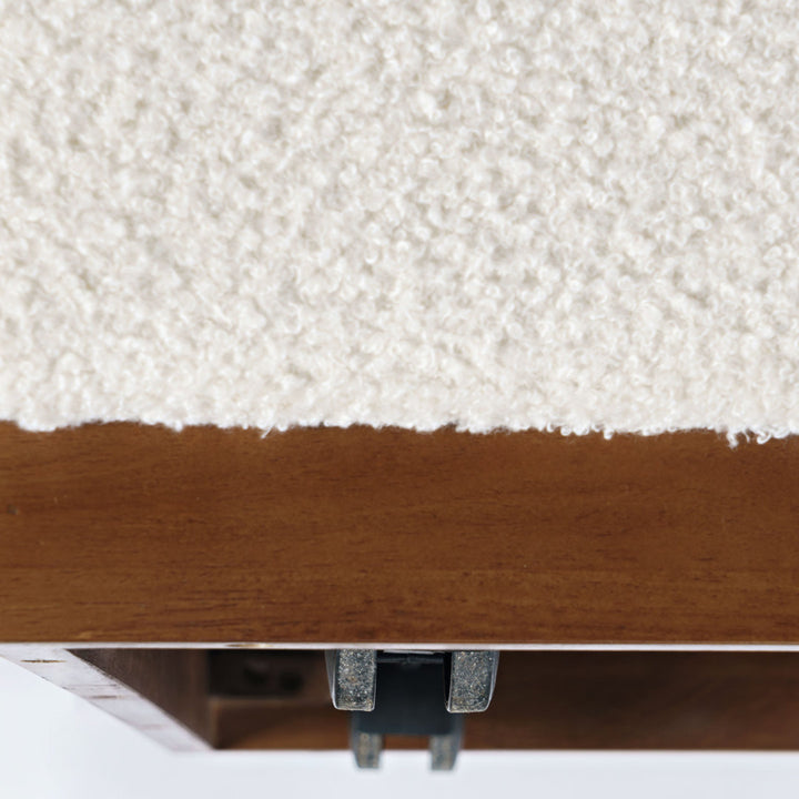 Babs 48" Luxury Ivory Boucle Upholstered Sliding Ottoman with Wheels and Table Top Latitude Run®