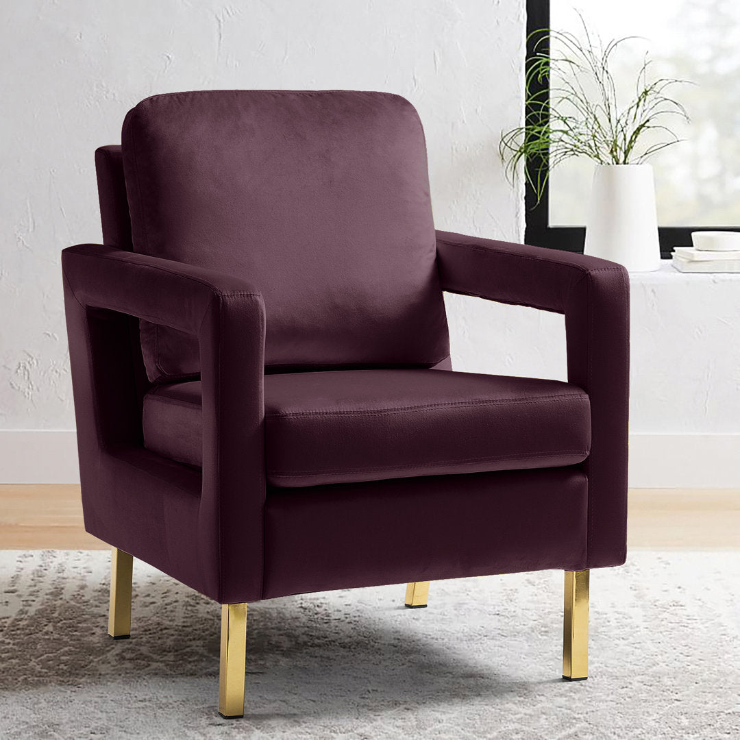 Clayne Velvet Armchair Etta Avenue™ Fabric: Purple Velvet