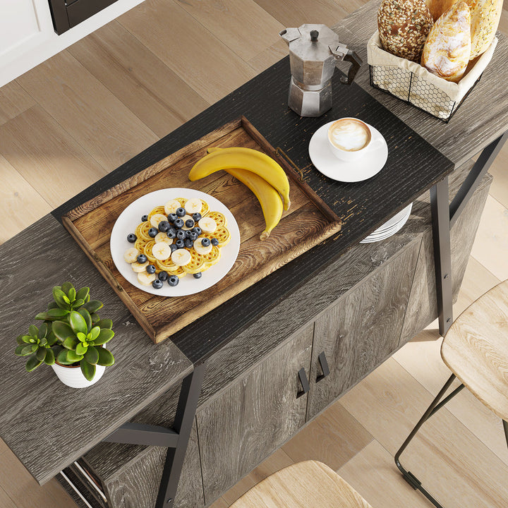 Marin 47 " Kitchen Island Open Sheves, Coffee Bar Cabinet Buffet Table Kitchen Sideboard Kelly Clarkson Home Base Finish: Retro Gray Oak