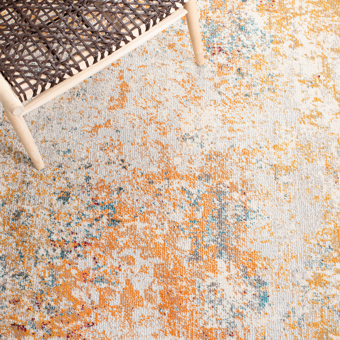 Besfort Abstract Ivory/Orange Area Rug Wade Logan® Rug Size: Rectangle 2'2" x 4'