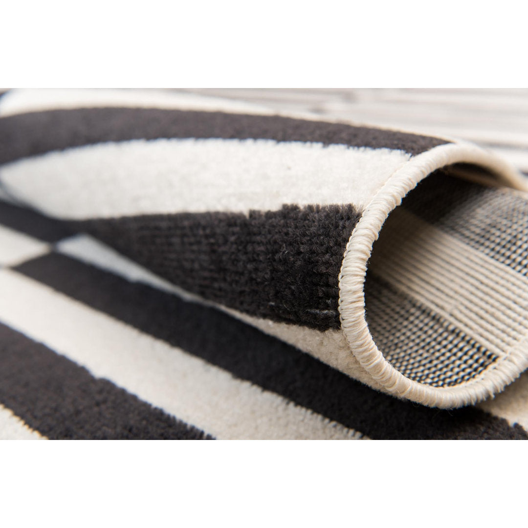 Arzilla Striped Ivory/Black Area Rug Wade Logan® Rug Size: Runner 2'9" x 9'10"