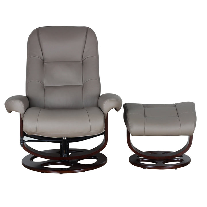 Majeda Manual Swivel Recliner With Ottoman Hokku Designs Body Fabric: Roman Tan Leather Match